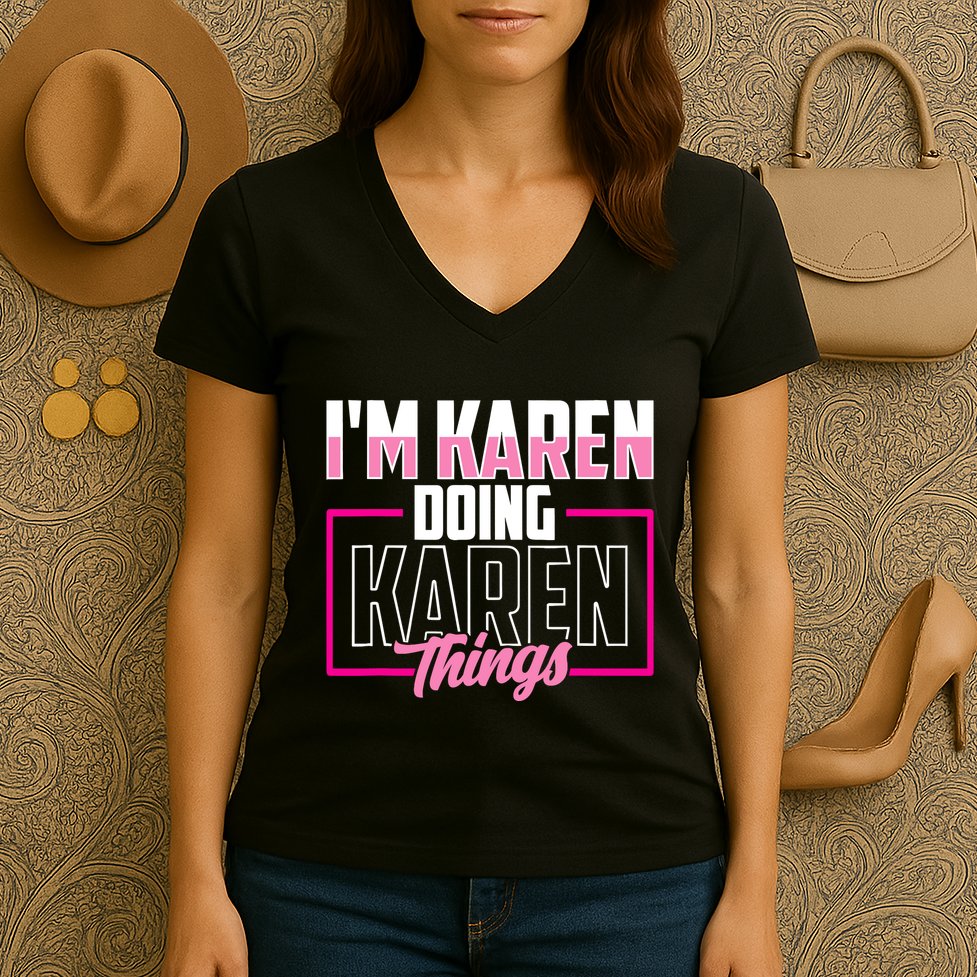 IM Karen Doing Karen Things Karens Calm Down Women's V-Neck T-Shirt