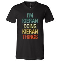 IM Kieran Doing Kieran Things Personalized First Name Gift V-Neck T-Shirt