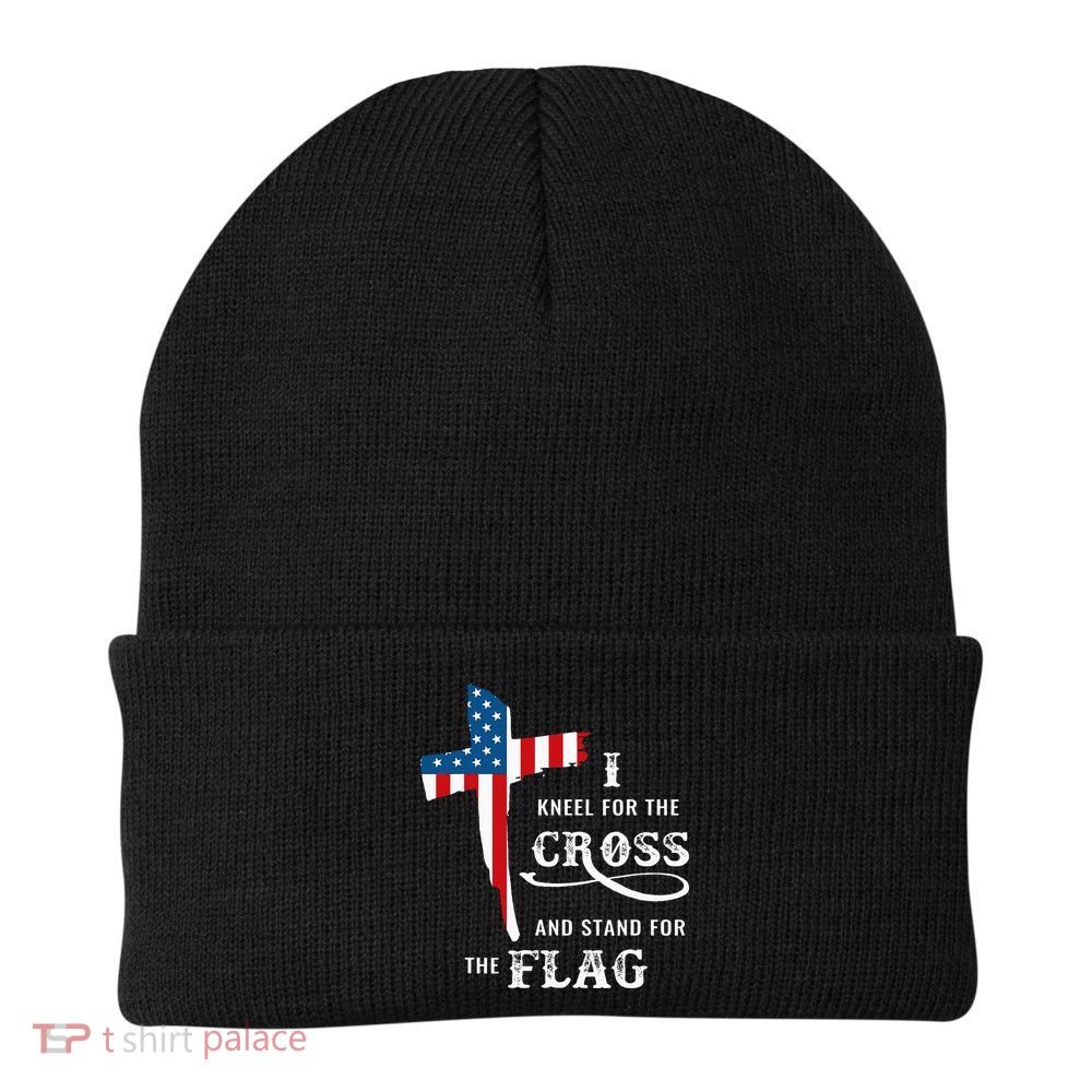 I Kneel For The Cross And Stand For The Flag Knit Cap Winter Beanie