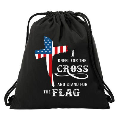 I Kneel For The Cross And Stand For The Flag Drawstring Bag