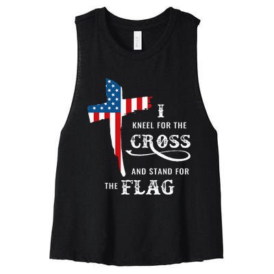 I Kneel For The Cross And Stand For The Flag Women's Racerback Cropped Tank