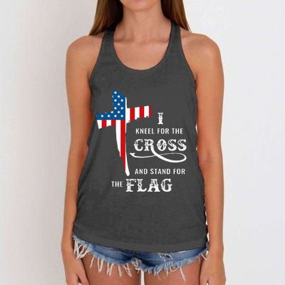 I Kneel For The Cross And Stand For The Flag Women's Knotted Racerback Tank