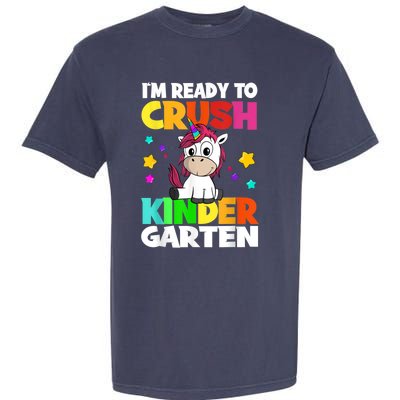 Ids Kinder Girl Unicorn First Day Of Kindergarten Garment-Dyed Heavyweight T-Shirt