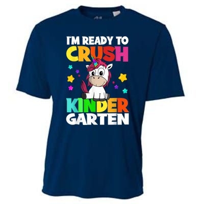 Ids Kinder Girl Unicorn First Day Of Kindergarten Cooling Performance Crew T-Shirt