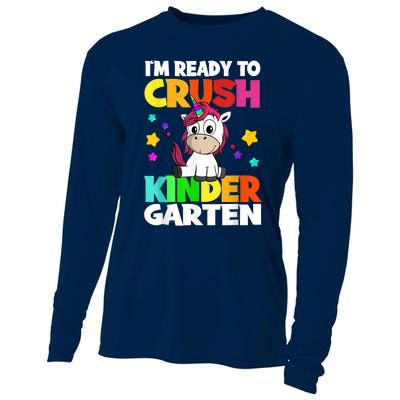 Ids Kinder Girl Unicorn First Day Of Kindergarten Cooling Performance Long Sleeve Crew