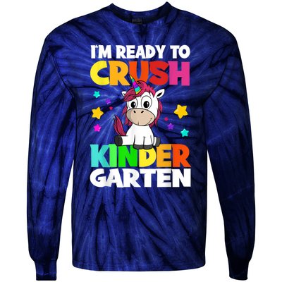 Ids Kinder Girl Unicorn First Day Of Kindergarten Tie-Dye Long Sleeve Shirt