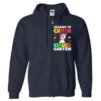 Ids Kinder Girl Unicorn First Day Of Kindergarten Full Zip Hoodie