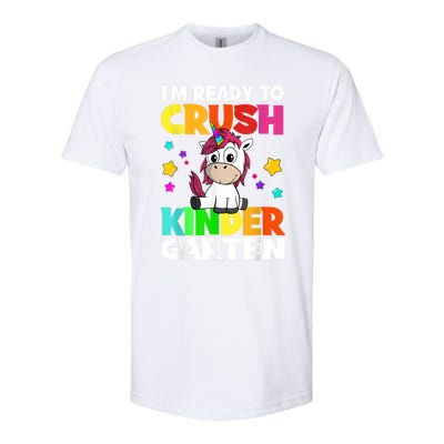 Ids Kinder Girl Unicorn First Day Of Kindergarten Softstyle CVC T-Shirt