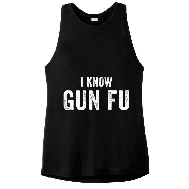 I Know Gun Fu Funny Gun Lover Gun Kata Bullet Ballet Gymnastic Gunplay Ladies PosiCharge Tri-Blend Wicking Tank