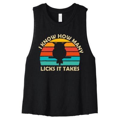 I Know How Many Licks It Takes Funny Candy Lover Lollipop Women's Racerback Cropped Tank