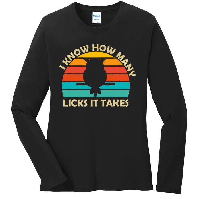 I Know How Many Licks It Takes Funny Candy Lover Lollipop Ladies Long Sleeve Shirt