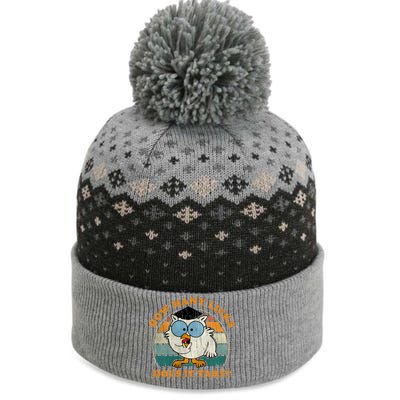 I Know How Many Licks It Takes Funny Owl Distressed Vintage Style The Baniff Cuffed Pom Beanie