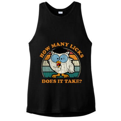 I Know How Many Licks It Takes Funny Owl Distressed Vintage Style Ladies PosiCharge Tri-Blend Wicking Tank