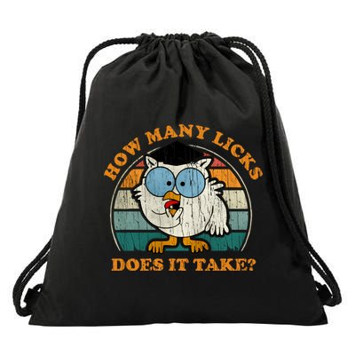 I Know How Many Licks It Takes Funny Owl Distressed Vintage Style Drawstring Bag