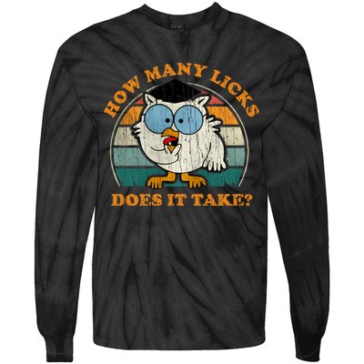 I Know How Many Licks It Takes Funny Owl Distressed Vintage Style Tie-Dye Long Sleeve Shirt