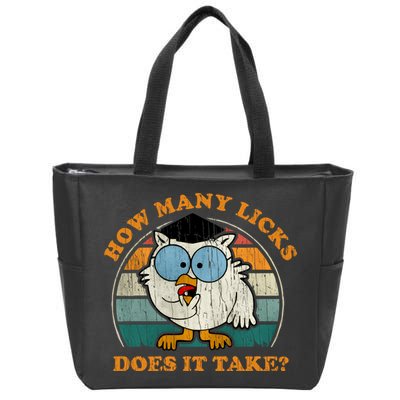 I Know How Many Licks It Takes Funny Owl Distressed Vintage Style Zip Tote Bag