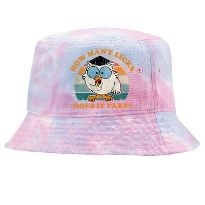 I Know How Many Licks It Takes Funny Owl Distressed Vintage Style Tie-Dyed Bucket Hat