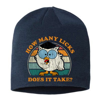 I Know How Many Licks It Takes Funny Owl Distressed Vintage Style Sustainable Beanie