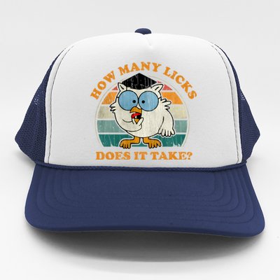 I Know How Many Licks It Takes Funny Owl Distressed Vintage Style Trucker Hat