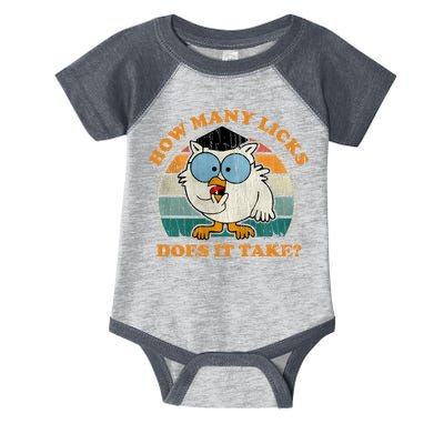I Know How Many Licks It Takes Funny Owl Distressed Vintage Style Infant Baby Jersey Bodysuit
