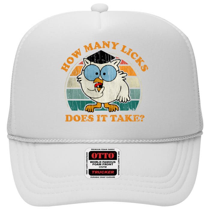 I Know How Many Licks It Takes Funny Owl Distressed Vintage Style High Crown Mesh Back Trucker Hat