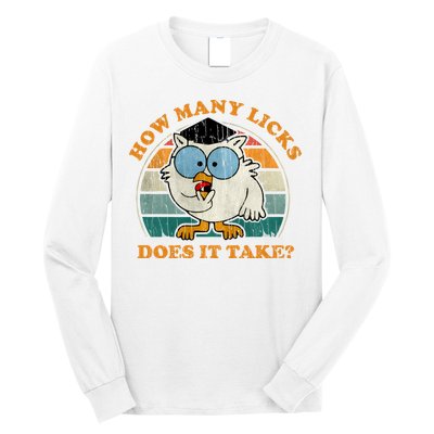 I Know How Many Licks It Takes Funny Owl Distressed Vintage Style Long Sleeve Shirt