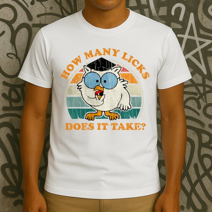 I Know How Many Licks It Takes Funny Owl Distressed Vintage Style T-Shirt