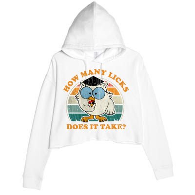 I Know How Many Licks It Takes Funny Owl Distressed Vintage Style Crop Fleece Hoodie