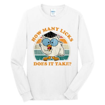 I Know How Many Licks It Takes Funny Owl Distressed Vintage Style Tall Long Sleeve T-Shirt