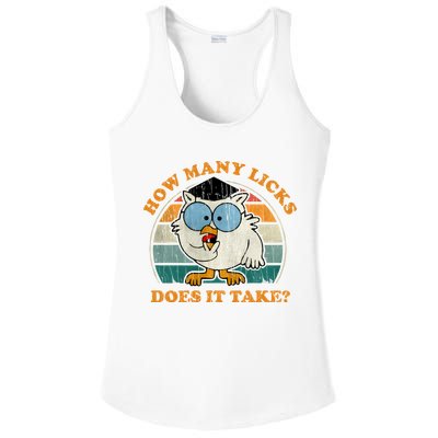 I Know How Many Licks It Takes Funny Owl Distressed Vintage Style Ladies PosiCharge Competitor Racerback Tank