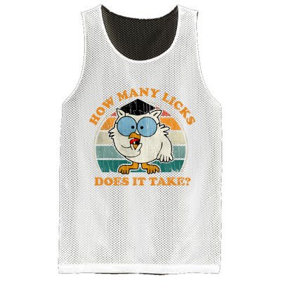 I Know How Many Licks It Takes Funny Owl Distressed Vintage Style Mesh Reversible Basketball Jersey Tank