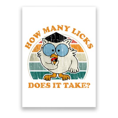 I Know How Many Licks It Takes Funny Owl Distressed Vintage Style Poster