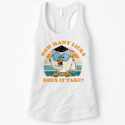 I Know How Many Licks It Takes Funny Owl Distressed Vintage Style Womens Tank Top