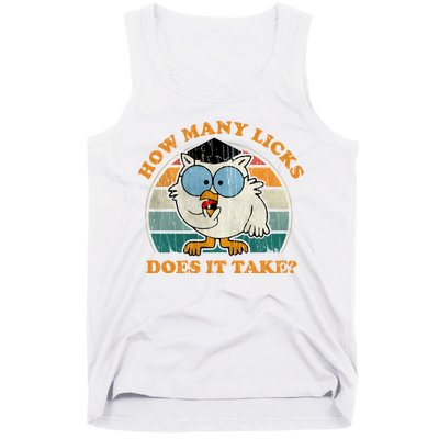 I Know How Many Licks It Takes Funny Owl Distressed Vintage Style Tank Top