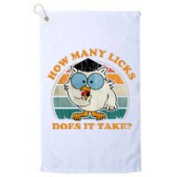 I Know How Many Licks It Takes Funny Owl Distressed Vintage Style Platinum Collection Golf Towel