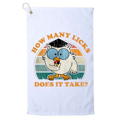 I Know How Many Licks It Takes Funny Owl Distressed Vintage Style Platinum Collection Golf Towel