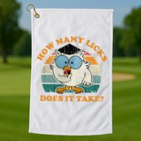I Know How Many Licks It Takes Funny Owl Distressed Vintage Style Golf Towel