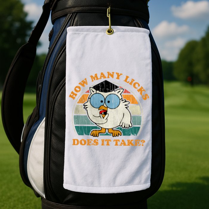 I Know How Many Licks It Takes Funny Owl Distressed Vintage Style Golf Towel