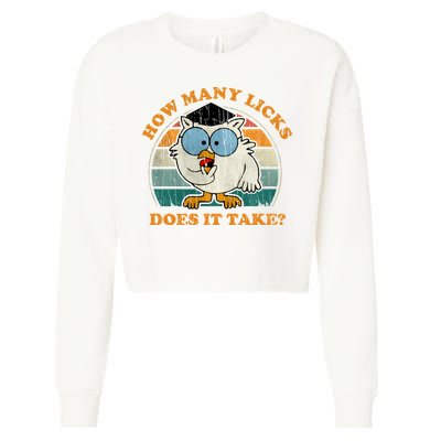 I Know How Many Licks It Takes Funny Owl Distressed Vintage Style Cropped Pullover Crew