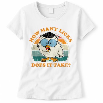 I Know How Many Licks It Takes Funny Owl Distressed Vintage Style Womens T-Shirt