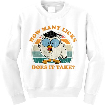I Know How Many Licks It Takes Funny Owl Distressed Vintage Style Kids Sweatshirt