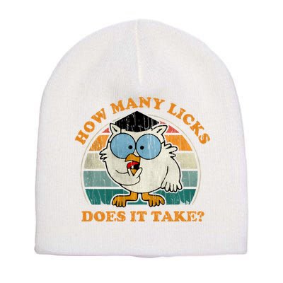 I Know How Many Licks It Takes Funny Owl Distressed Vintage Style Short Acrylic Beanie
