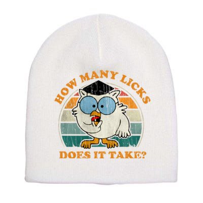 I Know How Many Licks It Takes Funny Owl Distressed Vintage Style Short Acrylic Beanie