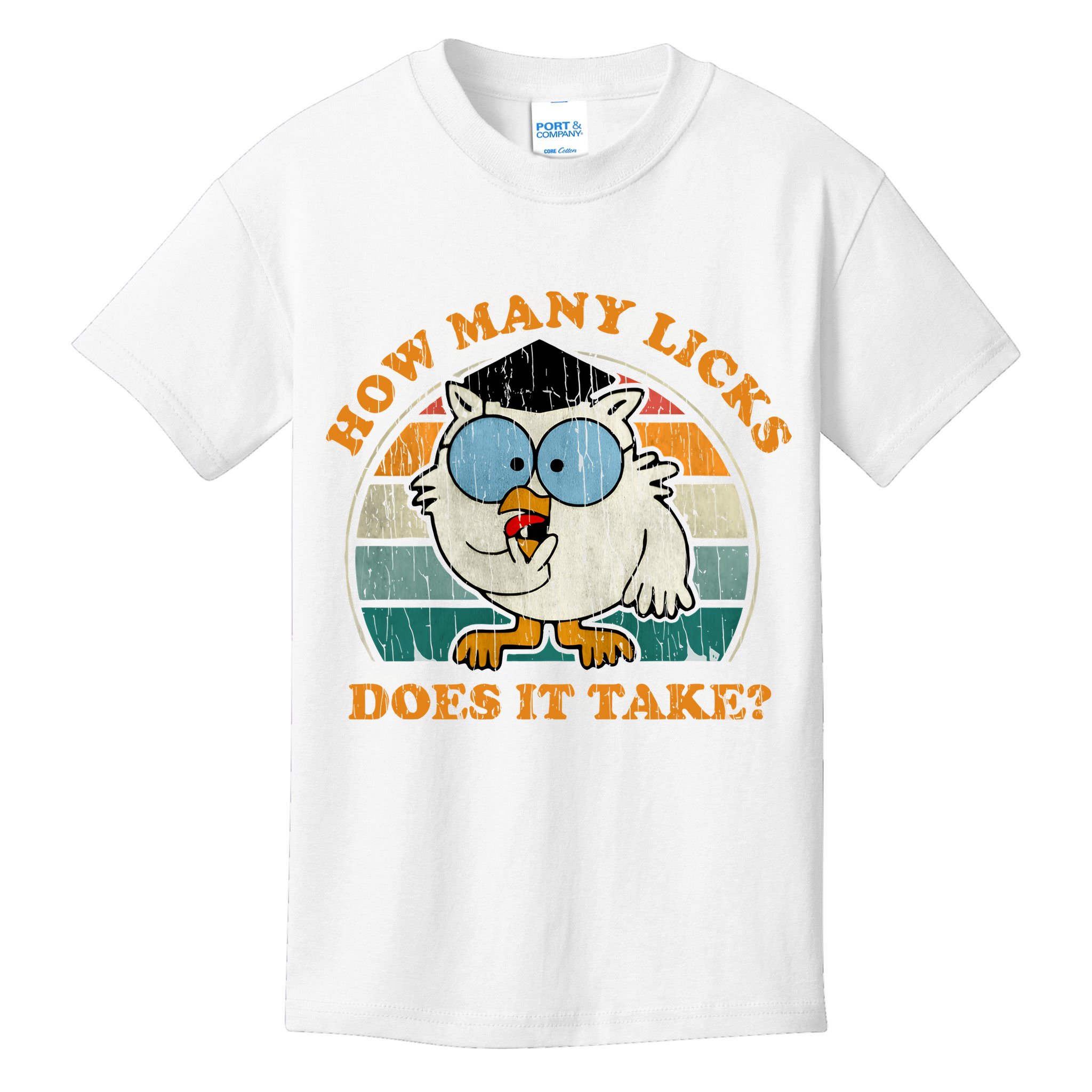 I Know How Many Licks It Takes Funny Owl Distressed Vintage Style Kids T-Shirt