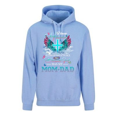 I Know Heaven Is A Beautiful Place God Has My Mom And Dad Gift Unisex Surf Hoodie