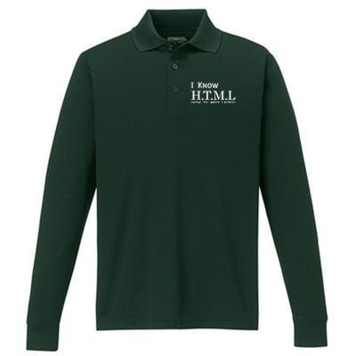 I Know HTML How To Meet Ladies Performance Long Sleeve Polo