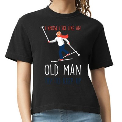 I Know I Ski Like An Old Try To Keep Up Funny Grandpa Great Gift Comfort Colors Boxy T-Shirt