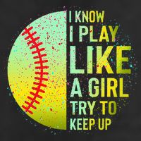 I Know I Play Like A Girl Funny Softball Baseball Large Microfiber Waffle Golf Towel