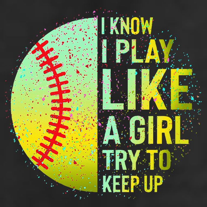 I Know I Play Like A Girl Funny Softball Baseball Large Microfiber Waffle Golf Towel