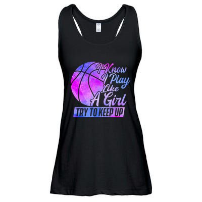 I Know I Play Like A Girl Basketball Player Game Day Ladies Essential Flowy Tank